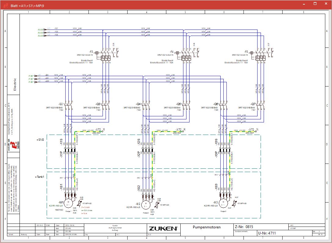 Wiring diagram within Electrical schematic design software output from Zuken E3.Schematic - E3.series