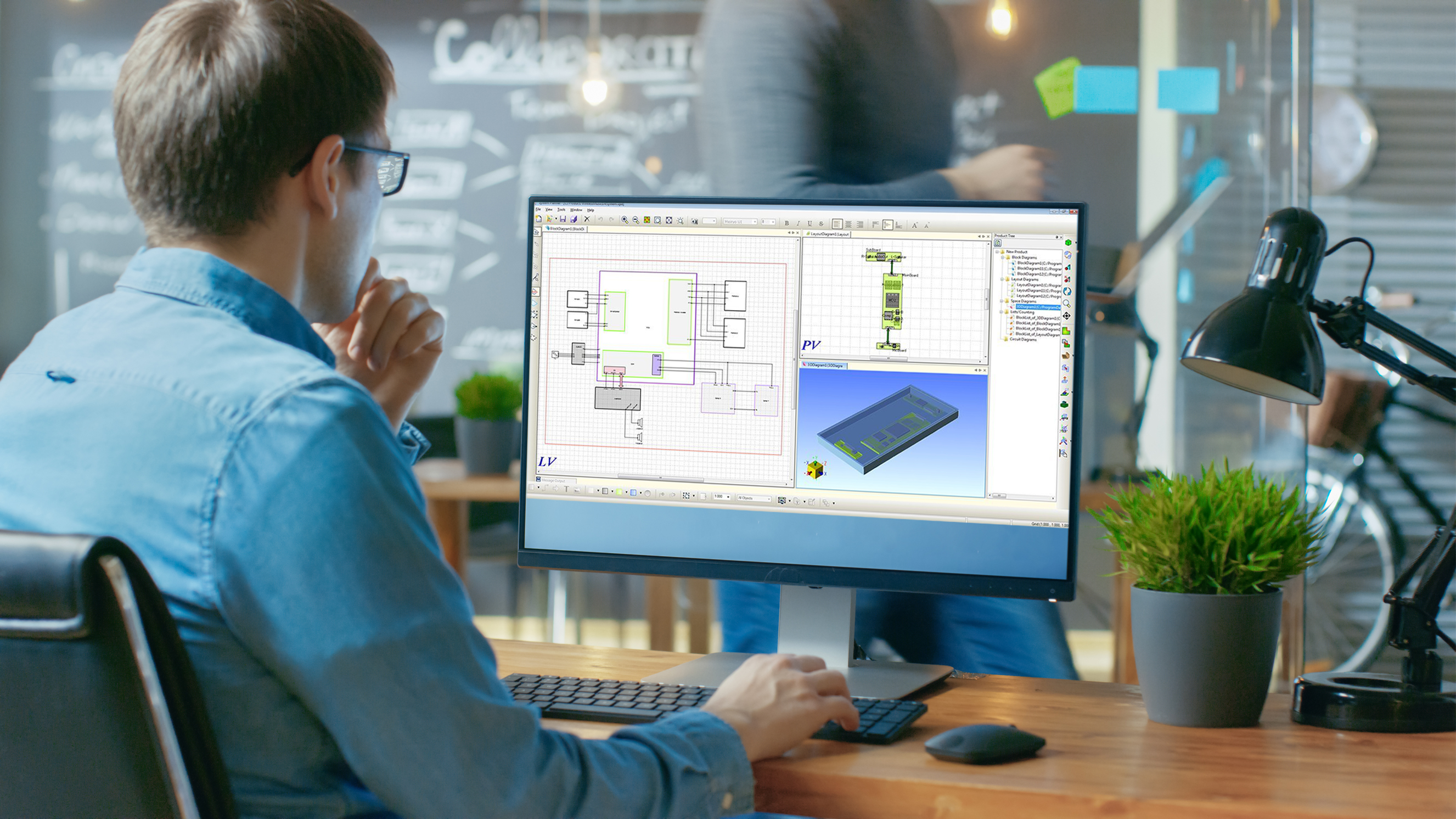 Zuken engineering tools - Person using CR-8000 PCB software and schematics