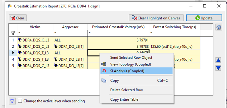 Design Force Advance Signal integrity analysis - Crosstalk Estimate Report - A PCB simulation tool