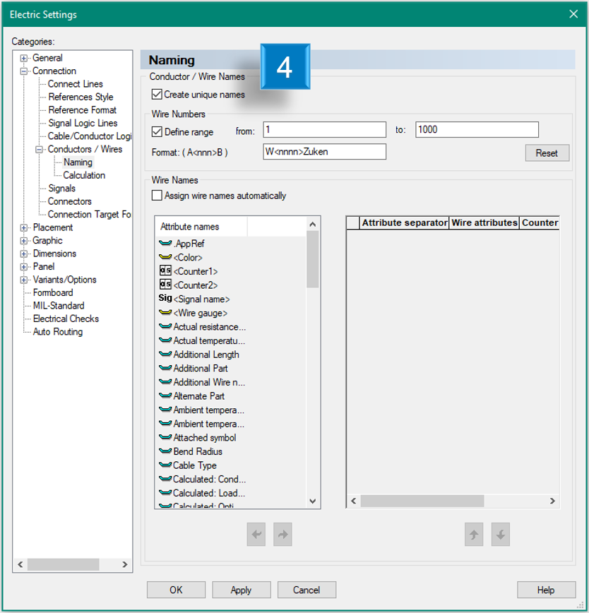 Getting started with E3.series - automatic conductor/wire naming