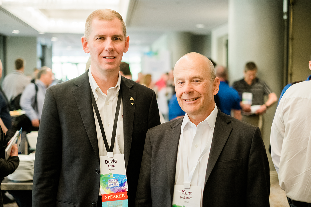 David Long, president of Vitech, with Kent McLeroth, president and CEO of Zuken USA, Inc.